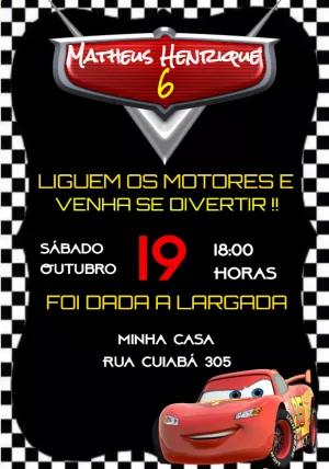 Convite Aniversário Carros Relâmpago McQueen para Editar