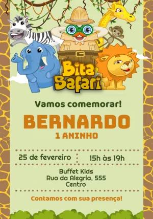 Convite Aniversário Mundo Bita Safari para Editar Online