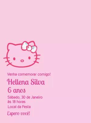 Convite Aniversário Hello Kitty para Editar Online