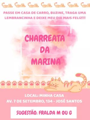 Convite de Charreata Gatinha Rosa para Editar Online