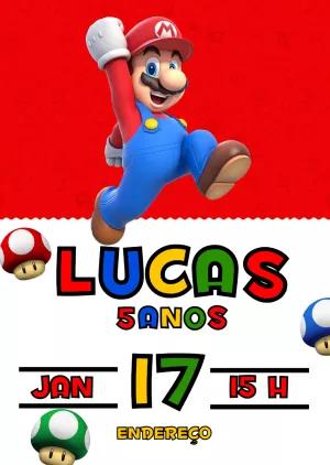 Convite Aniversário Super Mario Bros para Editar Online