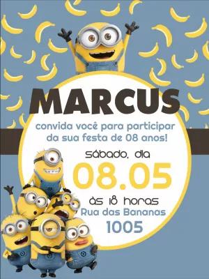 Convite de Aniversário Minions para Editar Online