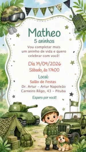 Convite Aniversário Militar Exército para Editar Online