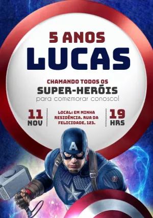 Convite Aniversário Capitão América para Editar Online