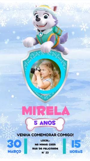 Convite Aniversário Everest Patrulha Canina com Foto para Editar