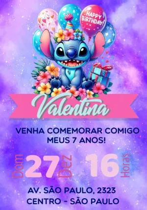 Convite de Aniversário Stitch Tropical para Editar Online