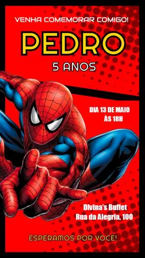 Convite de Aniversário Homem Aranha para Editar Online