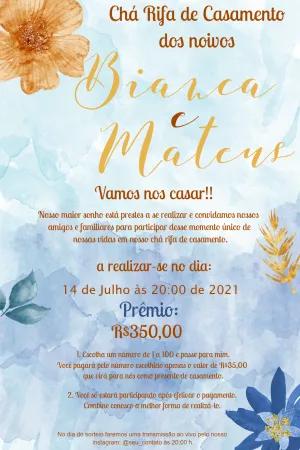 Convite Chá Rifa de Casamento Floral para Editar Online