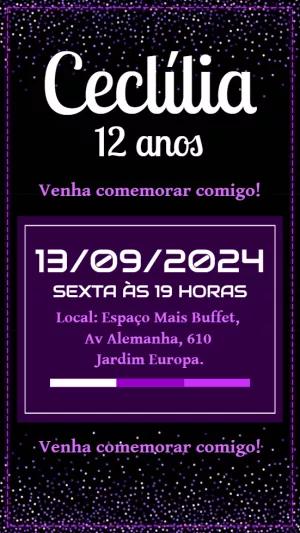 Convite de Aniversário Estilo Euphoria com Glitter para Editar