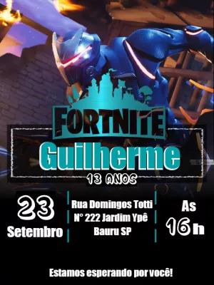 Convite Aniversário Fortnite com Personagem para Editar Online