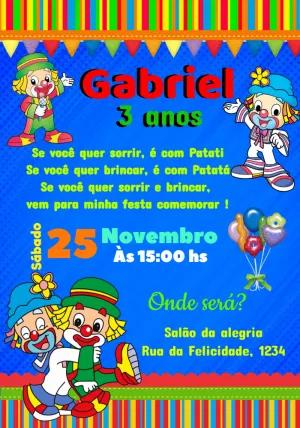 Convite de Aniversário Patati Patatá para Editar Online