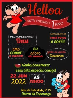 Convite Aniversário Turma da Mônica Chalkboard para Editar