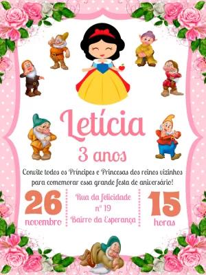 Convite Aniversário Branca de Neve para Editar Online