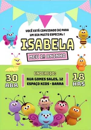 Convite de Aniversário Bichikids para Editar Online