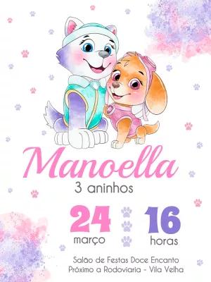 Convite Aniversário Skye e Everest Patrulha Canina para Editar
