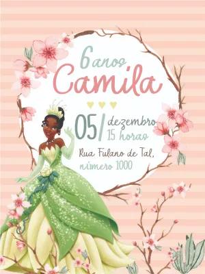 Convite de Aniversário Princesa Tiana para Editar Online