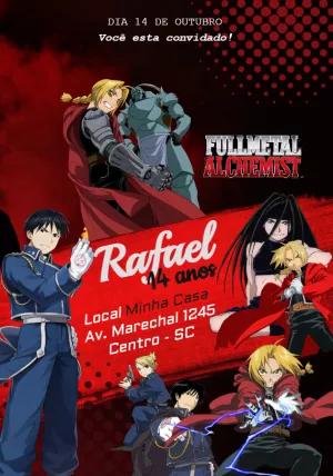 Convite de Aniversário Fullmetal Alchemist para Editar Online