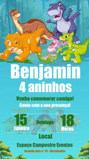 Convite Aniversário Em Busca do Vale Encantado para Editar