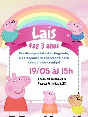 Convite Aniversário Peppa Pig para Editar Online