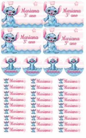 Kit de Etiquetas Escolares Stitch para Editar e Imprimir