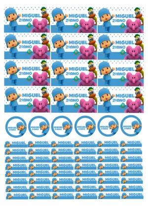 Kit Etiqueta Escolar Pocoyo com Personagens para Editar Online