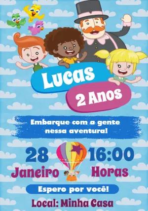 Convite Aniversário Mundo Bita com Personagens para Editar Online