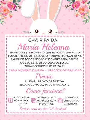 Convite Chá Rifa Páscoa Coelhinha para Editar Online