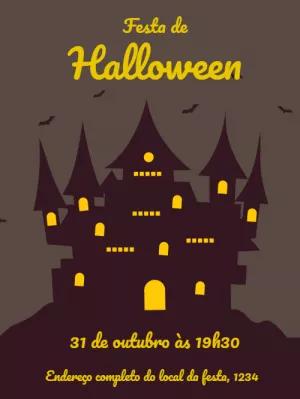 Convite de Halloween com Castelo Assombrado para Editar Online