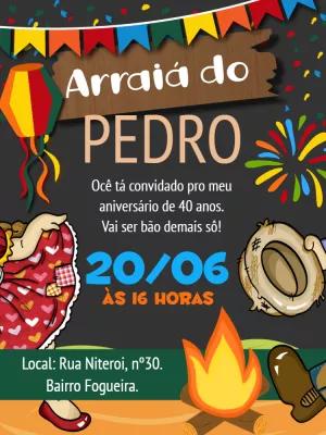 Convite Arraiá de Aniversário Festa Junina para Editar Online
