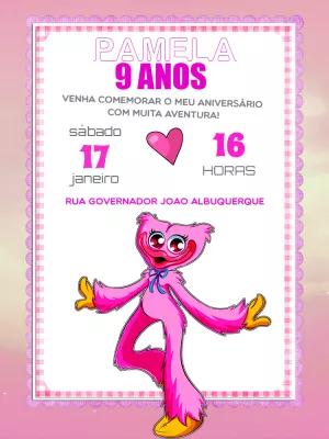Convite de Aniversário Kissy Missy Poppy Playtime para Editar