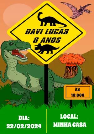 Convite de Aniversário Dinossauro Jurássico para Editar Online