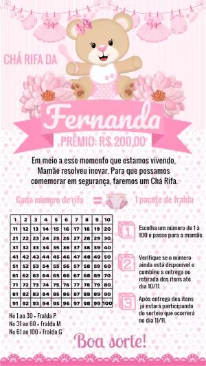 Chá Rifa Ursinha Princesa Rosa para Editar Online