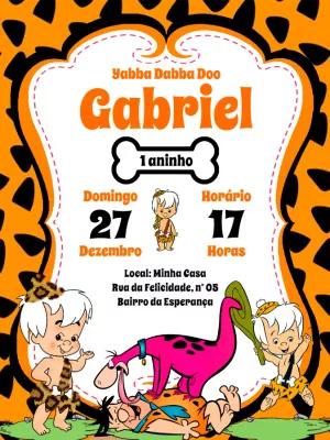 Convite Os Flintstones Editável Online para Aniversário Infantil