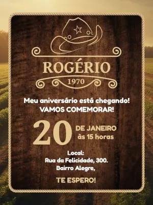 Convite de Aniversário Country Rústico para Editar Online