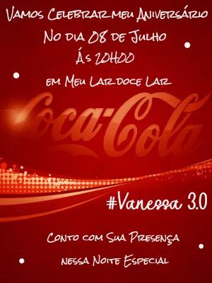Convite de Aniversário Coca Cola para Editar e Imprimir