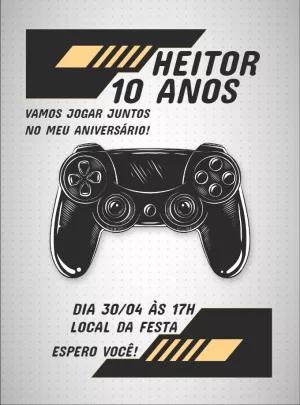 Convite de Aniversário Video Game para Editar Online