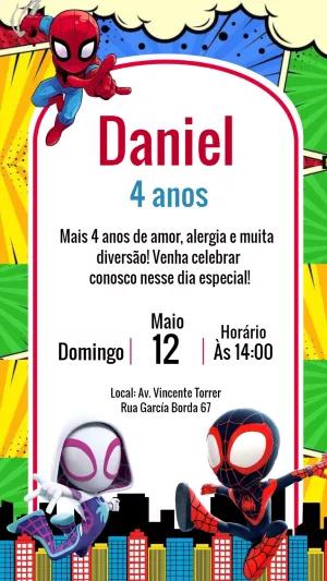 Convite Aniversário Spidey e Amigos para Editar Online