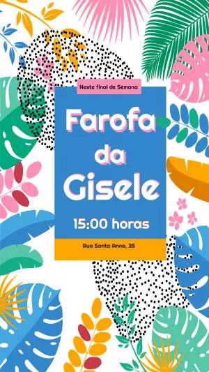 Convite Aniversário Tropical com Folhagens para Editar Online