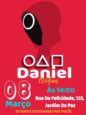 Convite de Aniversário Round 6 para Editar Online