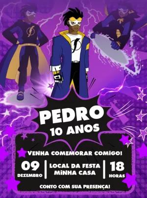 Convite de Aniversário Super-Herói Elétrico para Editar Online