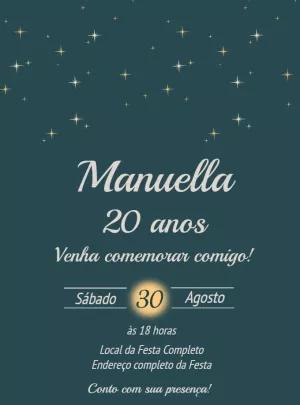 Convite de Aniversário Céu Estrelado para Editar Online