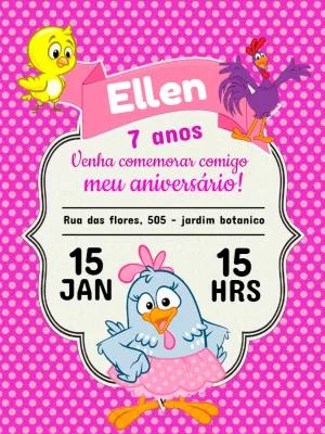 Convite Galinha Pintadinha Rosa Aniversário para Editar