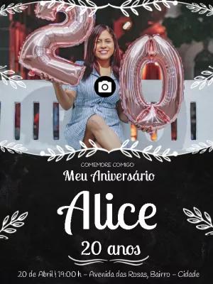 Convite de Aniversário com Foto Moderno para Editar Online