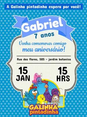 Convite Aniversário Galinha Pintadinha para Editar Online