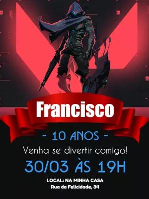 Convite de Aniversário Valorant com Omen para Editar Online
