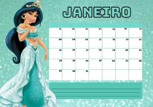 Planner da Princesa Jasmine com Glitter para Editar Online