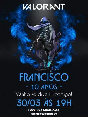 Convite Aniversário Gamer Valorant com Omen para Editar