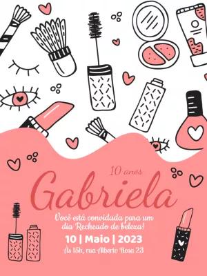 Convite de Aniversário Maquiagem com Doodles para Editar Online