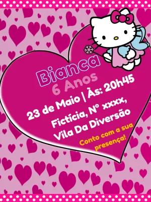 Convite Aniversário Hello Kitty para Editar Online