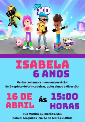 Convite de Aniversário PK XD com Personagens para Editar Online